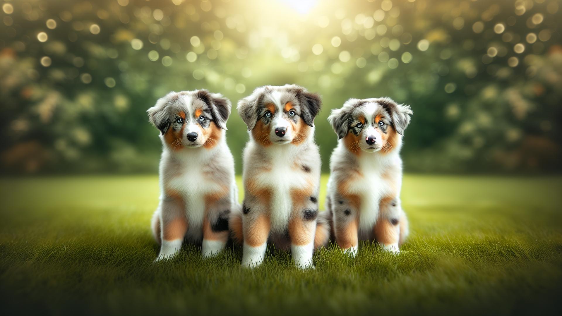 Three Australian Shepherd puppies